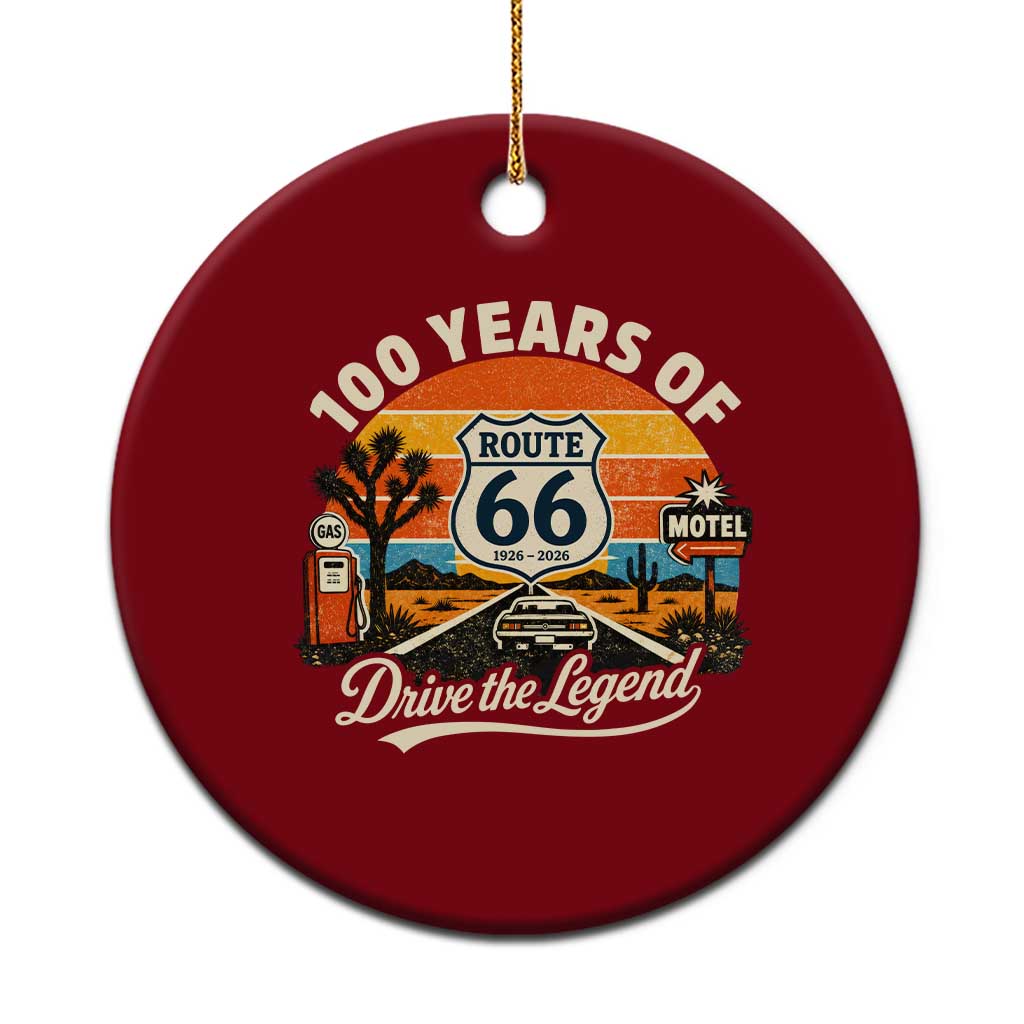 Vintage Route Highway 66 100th Anniversary 2026 Americana Road Trip Souvenir Ceramic Ornament TS14 1pc Red Print Your Wear