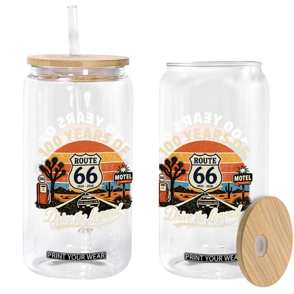 Vintage Highway 66 100th Anniversary 2026 Americana Road Trip Souvenir Glass Can TS14 Print Your Wear