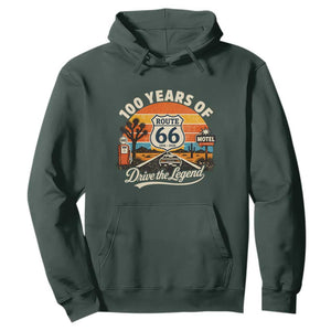 Vintage Highway 66 100th Anniversary 2026 Americana Road Trip Souvenir Hoodie TS14 Dark Forest Green Print Your Wear