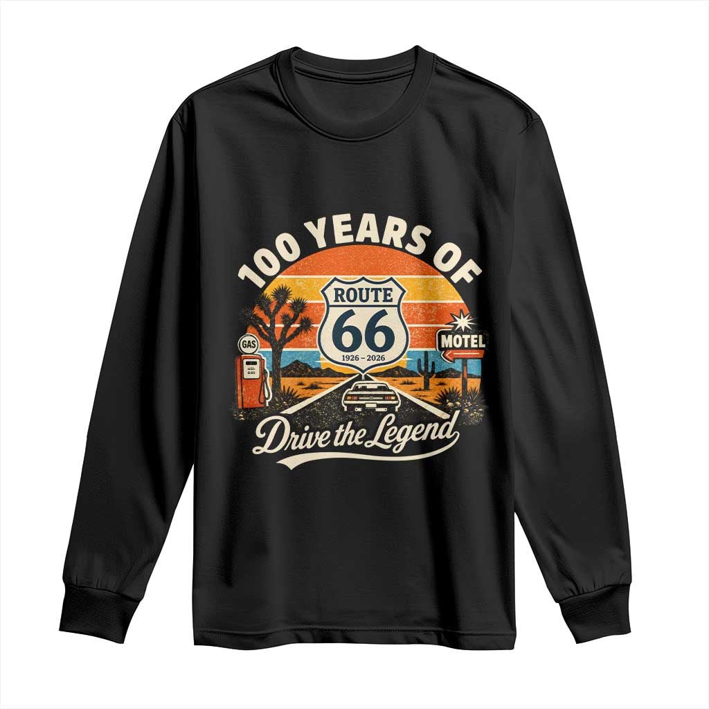 Vintage Highway 66 100th Anniversary 2026 Americana Road Trip Souvenir Long Sleeve Shirt TS14 Black Print Your Wear