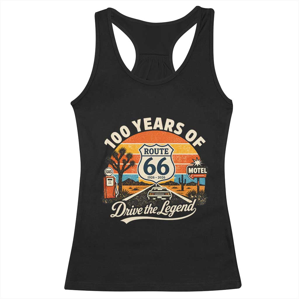 Vintage Route Highway 66 100th Anniversary 2026 Americana Road Trip Souvenir Racerback Tank Top TS14 Black Print Your Wear