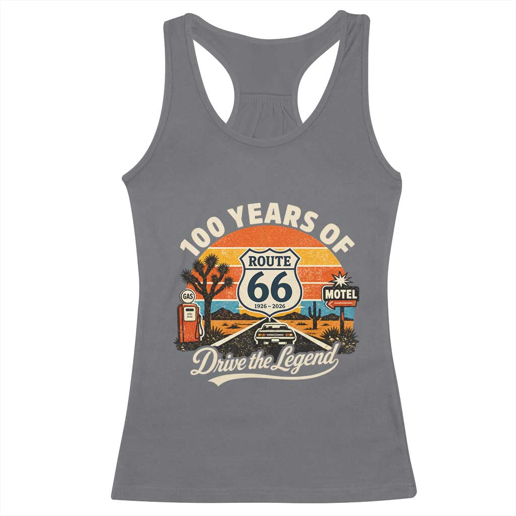 Vintage Highway 66 100th Anniversary 2026 Americana Road Trip Souvenir Racerback Tank Top TS14 Charcoal Print Your Wear