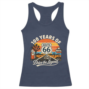 Vintage Highway 66 100th Anniversary 2026 Americana Road Trip Souvenir Racerback Tank Top TS14 Navy Print Your Wear