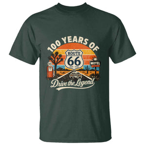 Vintage Highway 66 100th Anniversary 2026 Americana Road Trip Souvenir T Shirt TS14 Dark Forest Green Print Your Wear