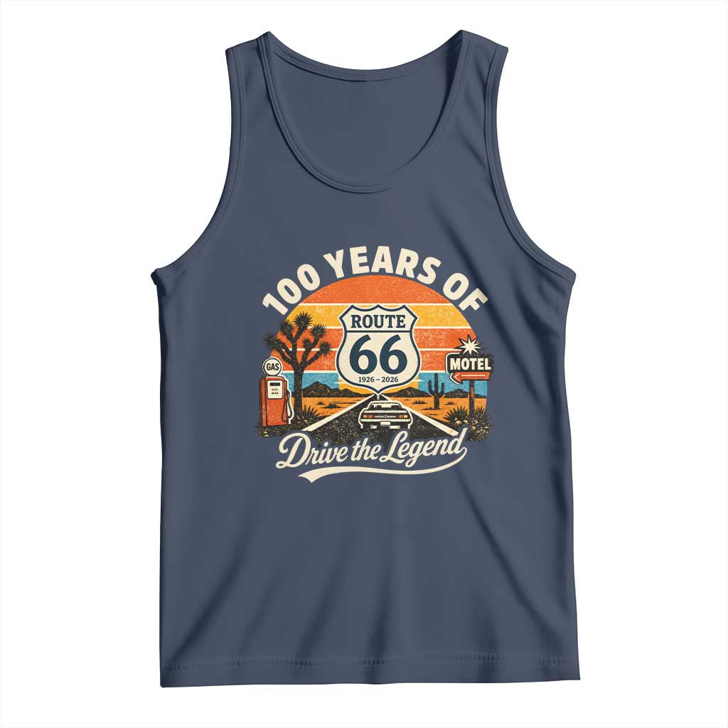 Vintage Highway 66 100th Anniversary 2026 Americana Road Trip Souvenir Tank Top TS14 Navy Print Your Wear