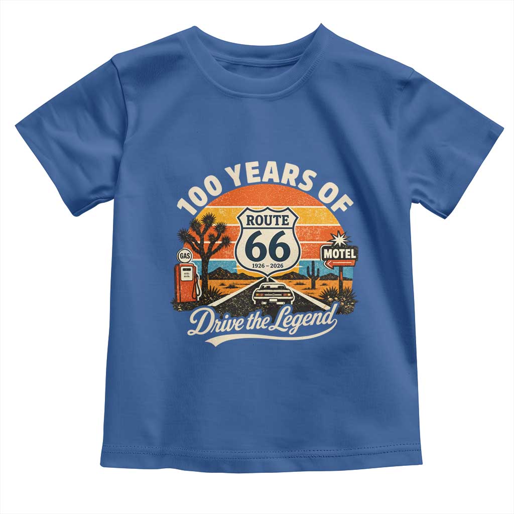 Vintage Highway 66 100th Anniversary 2026 Americana Road Trip Souvenir Toddler T Shirt TS14 Royal Blue Print Your Wear