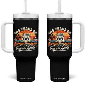 Vintage Highway 66 100th Anniversary 2026 Americana Road Trip Souvenir Tumbler With Handle TS14 One Size: 40 oz Black Print Your Wear