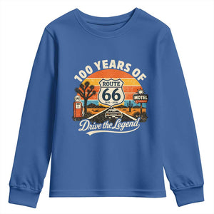 Vintage Highway 66 100th Anniversary 2026 Americana Road Trip Souvenir Youth Sweatshirt TS14 Royal Blue Print Your Wear
