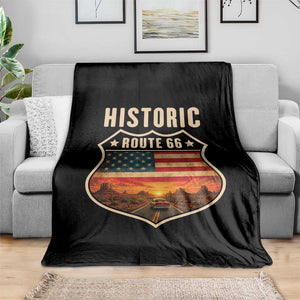 Historic Highway 66 Throw Blanket Vintage American Road Sign Americana Road Trip TS14 Print Your Wear