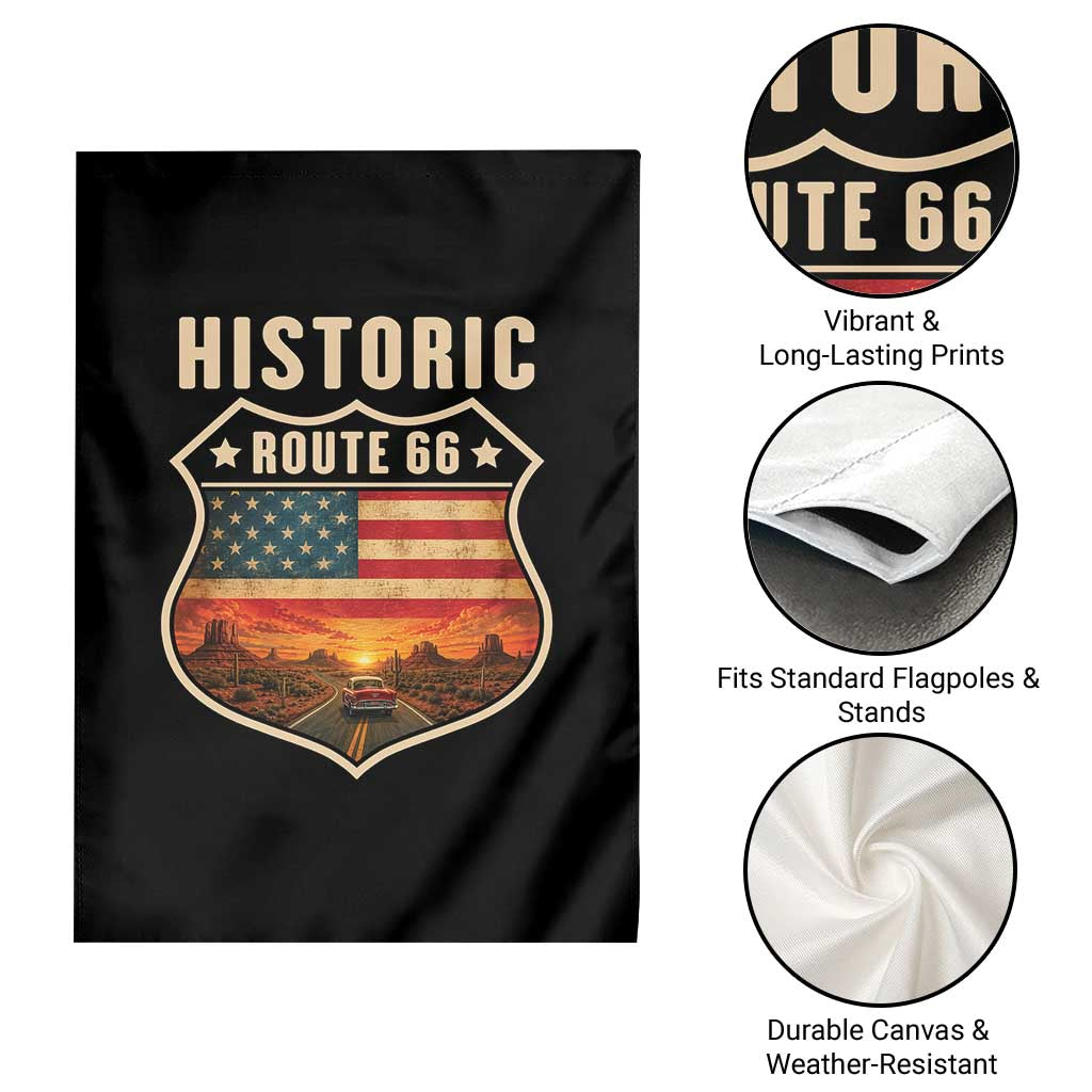 Historic Highway 66 Garden Flag Vintage American Road Sign Americana Road Trip TS14 Print Your Wear