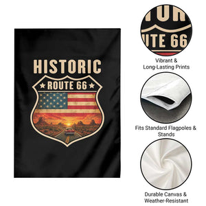 Historic Highway 66 Garden Flag Vintage American Road Sign Americana Road Trip TS14 Print Your Wear