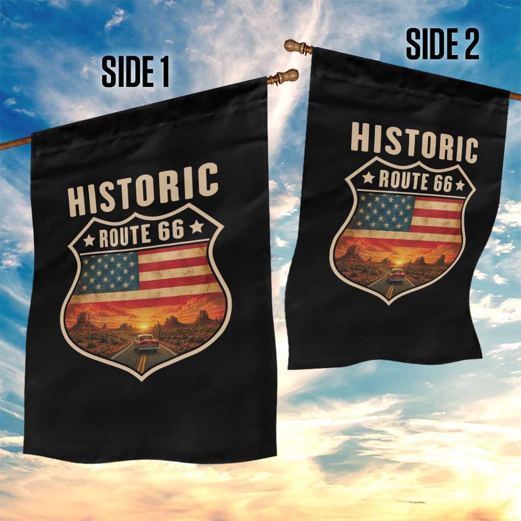 Historic Highway 66 Garden Flag Vintage American Road Sign Americana Road Trip TS14 Print Your Wear