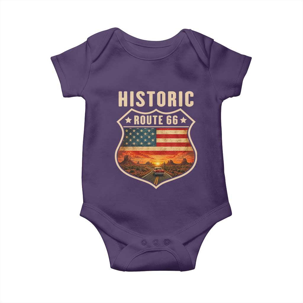 Historic Highway 66 Baby Onesie Vintage American Road Sign Americana Road Trip TS14 Purple Print Your Wear
