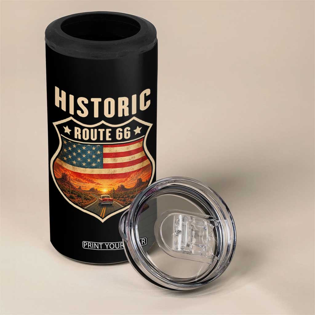 Historic Highway 66 4 in 1 Can Cooler Tumbler Vintage American Road Sign Americana Road Trip TS14 Print Your Wear