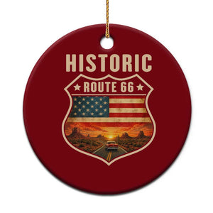 Historic Highway 66 Ceramic Ornament Vintage American Road Sign Americana Road Trip TS14 1pc Red Print Your Wear
