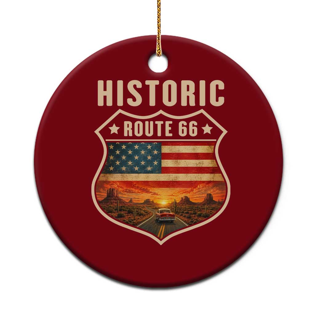 Historic Route Highway 66 Ceramic Ornament Vintage American Road Sign Americana Road Trip TS14 1pc Red Print Your Wear