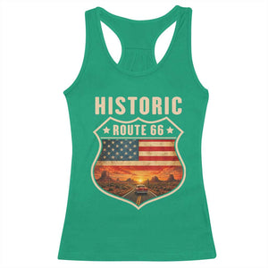 Historic Highway 66 Racerback Tank Top Vintage American Road Sign Americana Road Trip TS14 Irish Green Print Your Wear