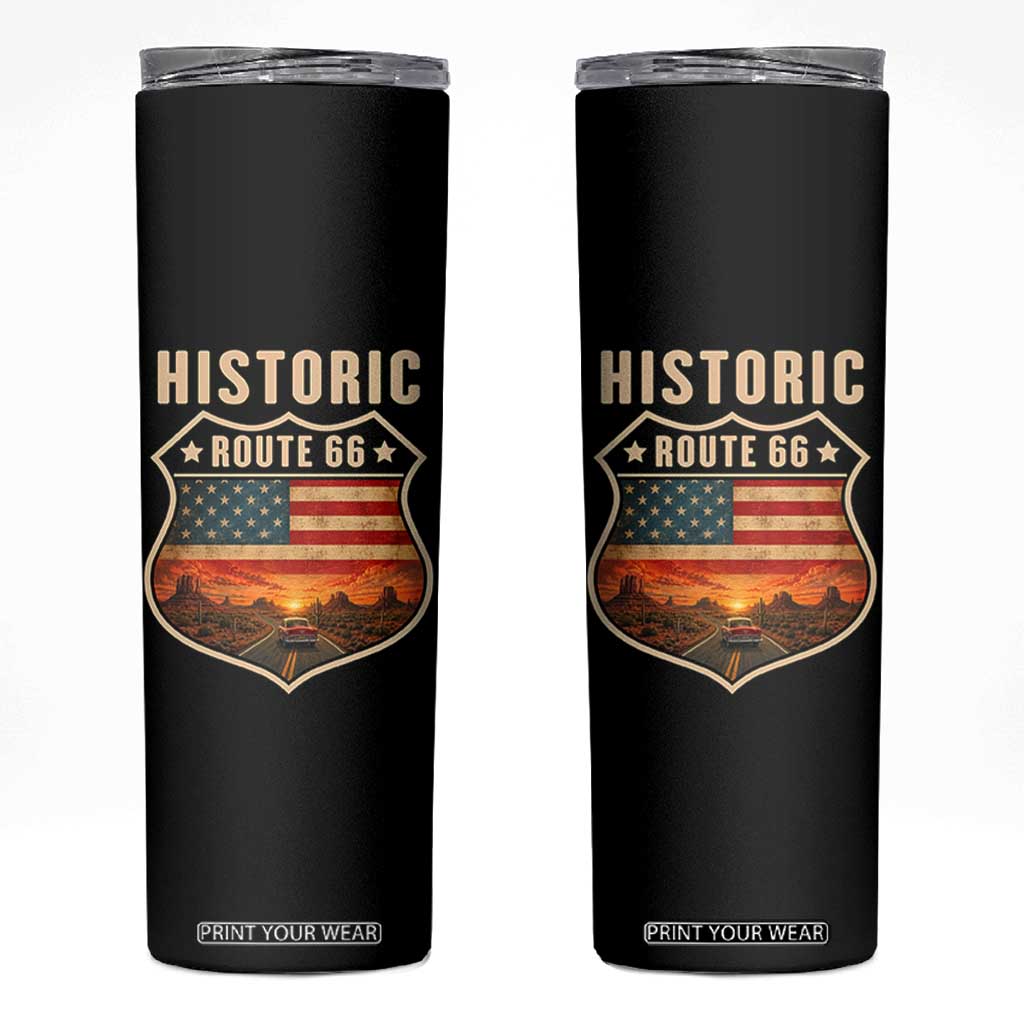 Historic Route Highway 66 Skinny Tumbler Vintage American Road Sign Americana Road Trip TS14 Black Print Your Wear