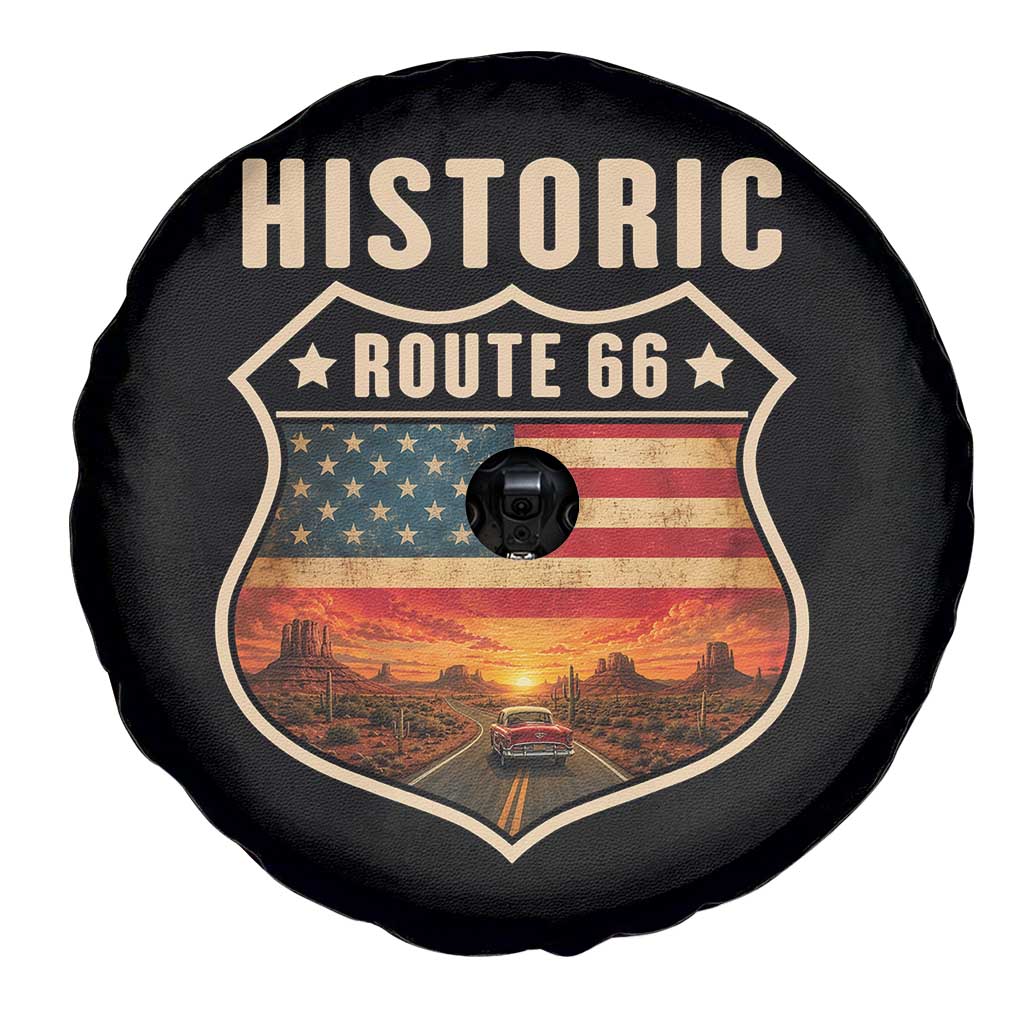 Historic Highway 66 Spare Tire Cover Vintage American Road Sign Americana Road Trip TS14 Print Your Wear