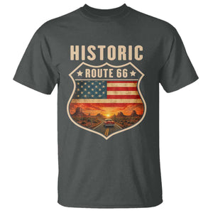 Historic Highway 66 T Shirt Vintage American Road Sign Americana Road Trip TS14 Dark Heather Print Your Wear