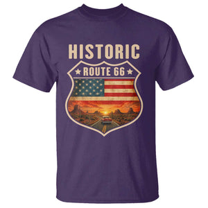 Historic Highway 66 T Shirt Vintage American Road Sign Americana Road Trip TS14 Purple Print Your Wear