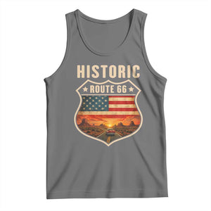 Historic Highway 66 Tank Top Vintage American Road Sign Americana Road Trip TS14 Black Heather Print Your Wear