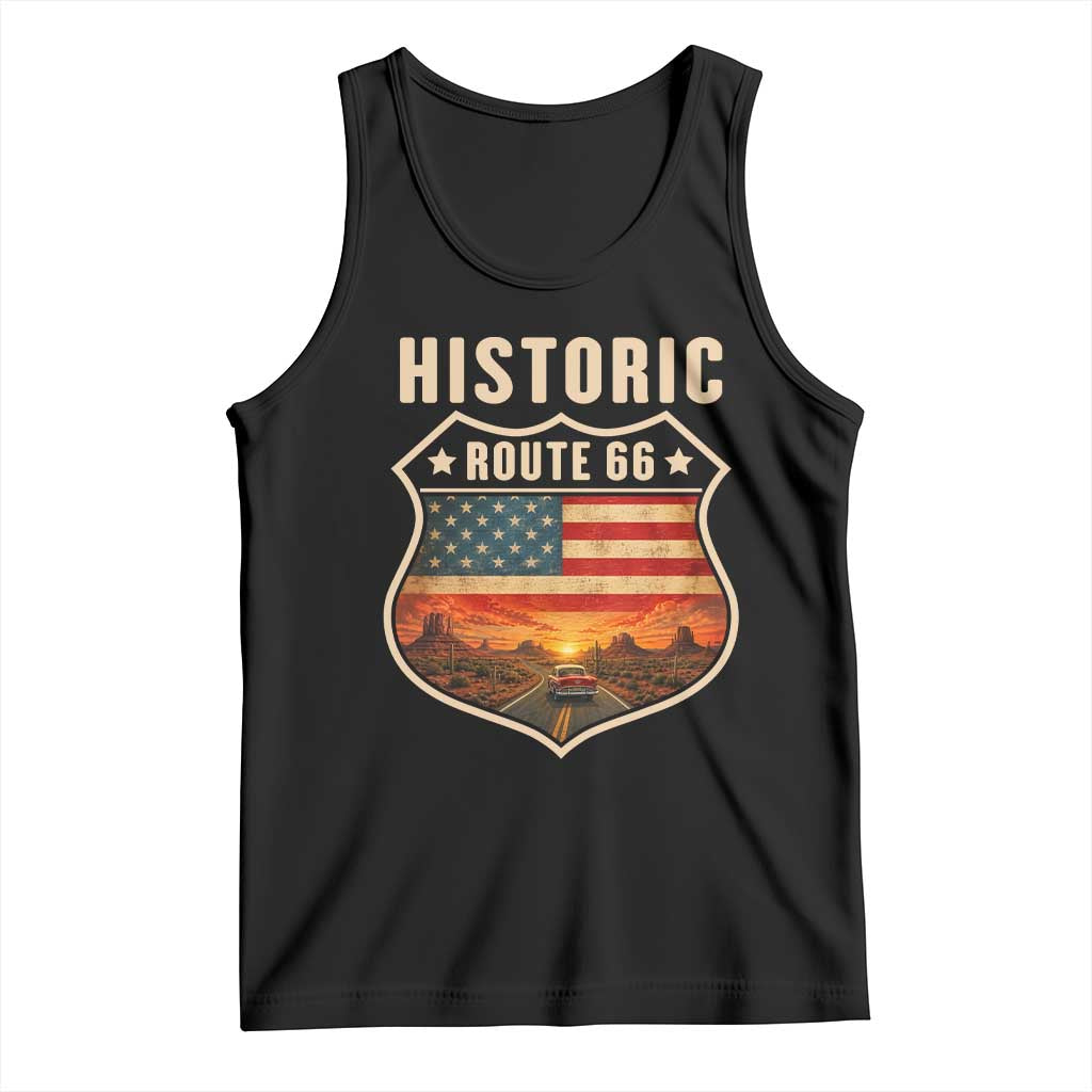 Historic Route Highway 66 Tank Top Vintage American Road Sign Americana Road Trip TS14 Black Print Your Wear