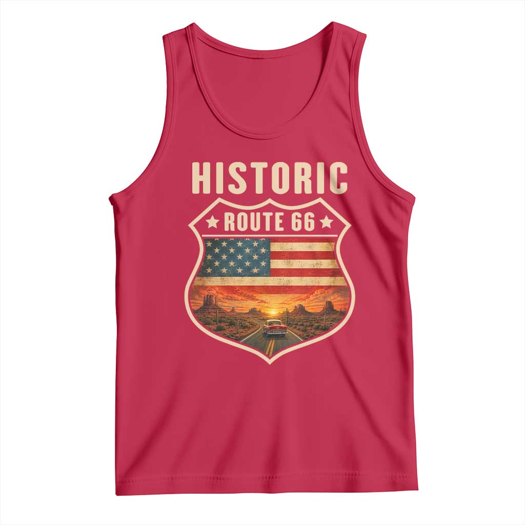 Historic Highway 66 Tank Top Vintage American Road Sign Americana Road Trip TS14 Red Print Your Wear