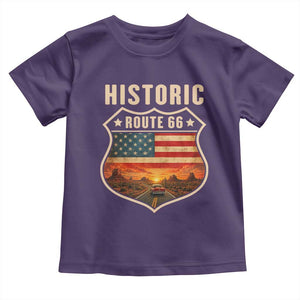 Historic Highway 66 Toddler T Shirt Vintage American Road Sign Americana Road Trip TS14 Purple Print Your Wear