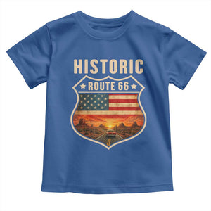 Historic Highway 66 Toddler T Shirt Vintage American Road Sign Americana Road Trip TS14 Royal Blue Print Your Wear