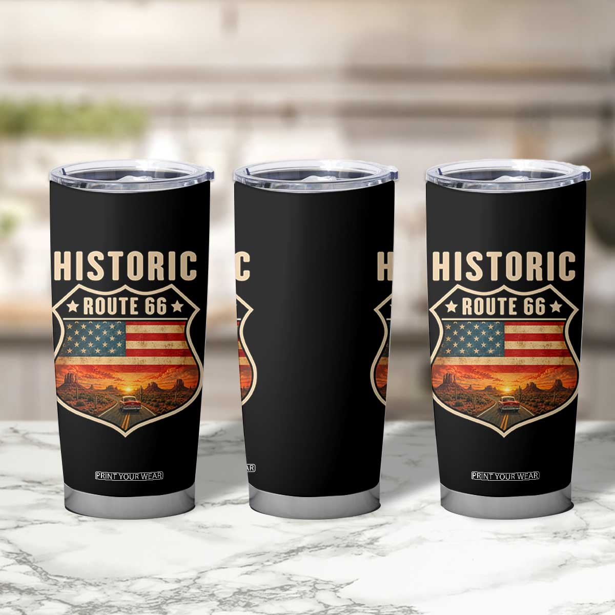 Historic Highway 66 Tumbler Cup Vintage American Road Sign Americana Road Trip TS14 Print Your Wear