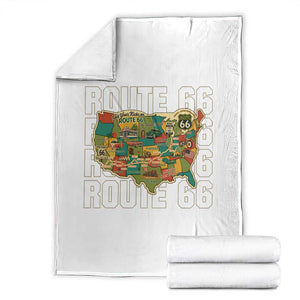 Highway 66 Travel Map 100th Anniversary 1926-2026 Throw Blanket Vintage Americana Centennial Road Trip Souvenir