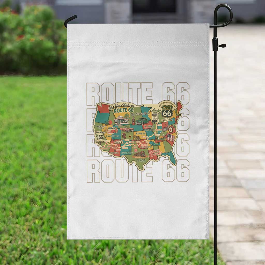 Highway 66 Travel Map 100th Anniversary 1926-2026 Garden Flag Vintage Americana Centennial Road Trip Souvenir