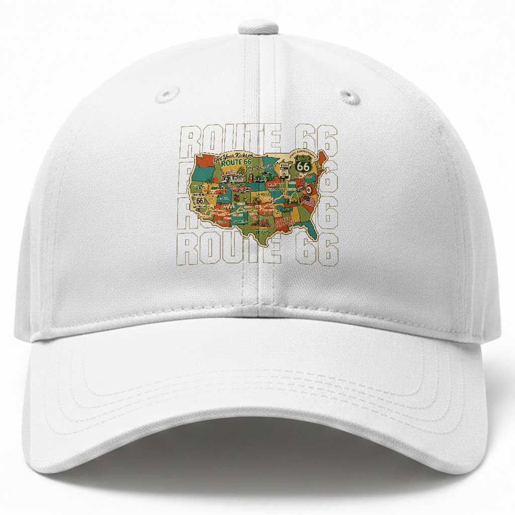 Route Highway 66 Travel Map 100th Anniversary 1926-2026 Baseball Cap Vintage Americana Centennial Road Trip Souvenir TS14 Print Your Wear