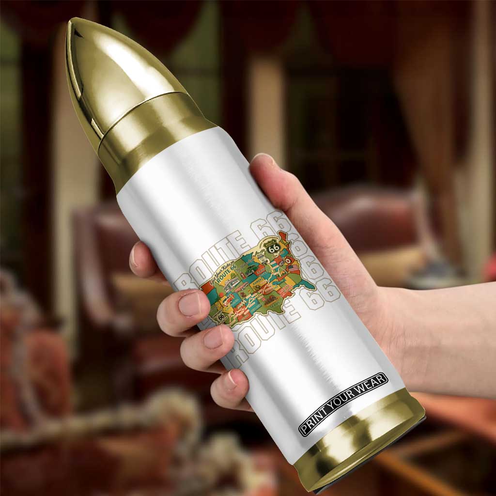 Highway 66 Travel Map 100th Anniversary 1926-2026 Bullet Tumbler Vintage Americana Centennial Road Trip Souvenir