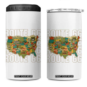 Highway 66 Travel Map 100th Anniversary 1926-2026 4 in 1 Can Cooler Tumbler Vintage Americana Centennial Road Trip Souvenir