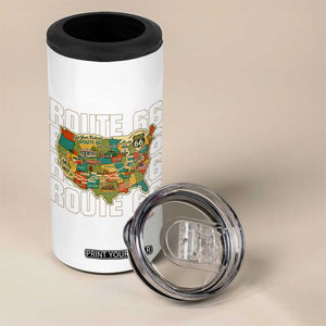 Highway 66 Travel Map 100th Anniversary 1926-2026 4 in 1 Can Cooler Tumbler Vintage Americana Centennial Road Trip Souvenir