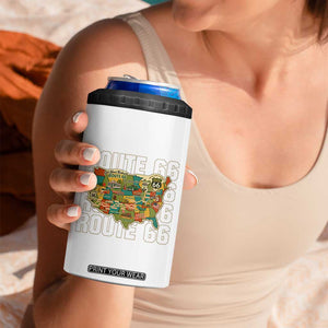 Highway 66 Travel Map 100th Anniversary 1926-2026 4 in 1 Can Cooler Tumbler Vintage Americana Centennial Road Trip Souvenir
