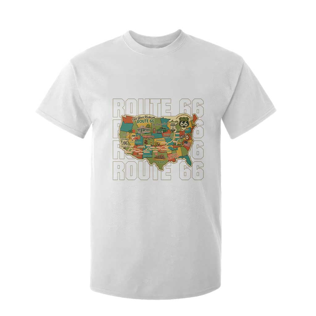 Highway 66 Travel Map 100th Anniversary 1926-2026 T Shirt For Kid Vintage Americana Centennial Road Trip Souvenir
