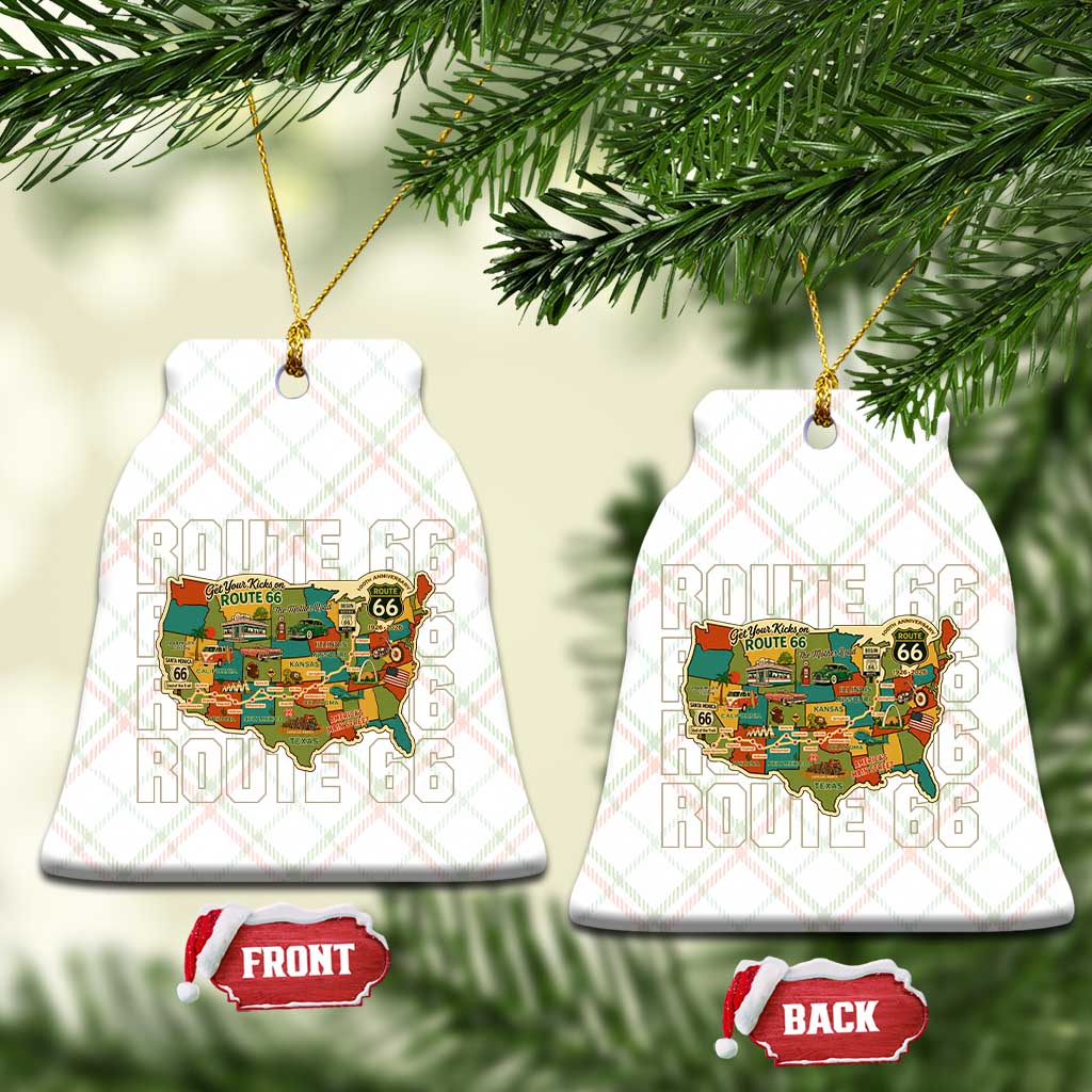 Highway 66 Travel Map 100th Anniversary 1926-2026 Ceramic Ornament Vintage Americana Centennial Road Trip Souvenir