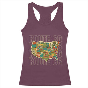 Highway 66 Travel Map 100th Anniversary 1926-2026 Racerback Tank Top Vintage Americana Centennial Road Trip Souvenir