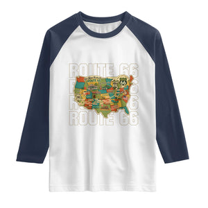 Highway 66 Travel Map 100th Anniversary 1926-2026 Raglan Shirt Vintage Americana Centennial Road Trip Souvenir