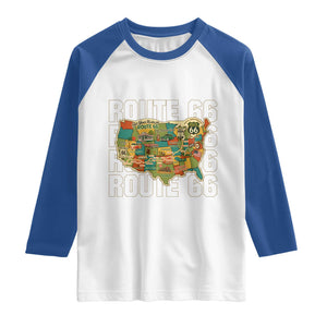 Highway 66 Travel Map 100th Anniversary 1926-2026 Raglan Shirt Vintage Americana Centennial Road Trip Souvenir
