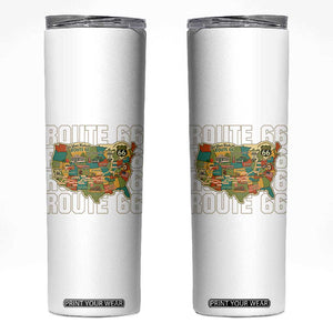 Highway 66 Travel Map 100th Anniversary 1926-2026 Skinny Tumbler Vintage Americana Centennial Road Trip Souvenir