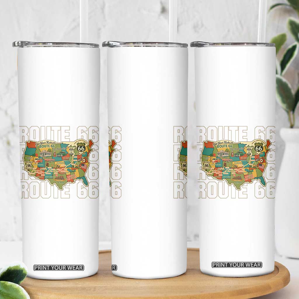 Highway 66 Travel Map 100th Anniversary 1926-2026 Skinny Tumbler Vintage Americana Centennial Road Trip Souvenir
