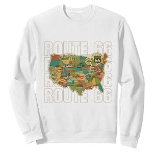 Highway 66 Travel Map 100th Anniversary 1926-2026 Sweatshirt Vintage Americana Centennial Road Trip Souvenir
