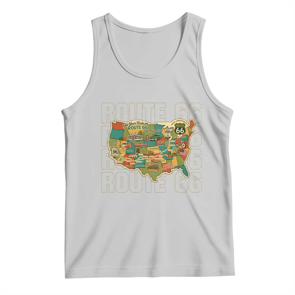 Highway 66 Travel Map 100th Anniversary 1926-2026 Tank Top Vintage Americana Centennial Road Trip Souvenir