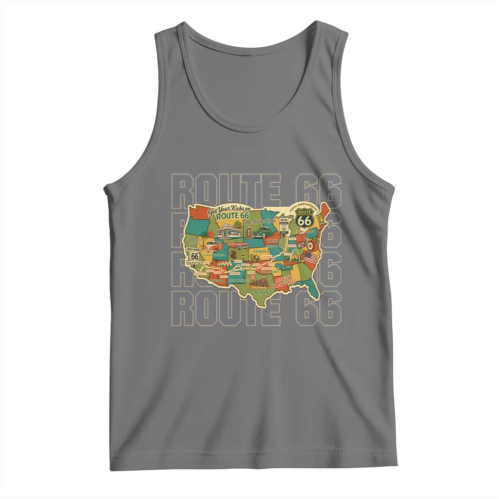 Highway 66 Travel Map 100th Anniversary 1926-2026 Tank Top Vintage Americana Centennial Road Trip Souvenir