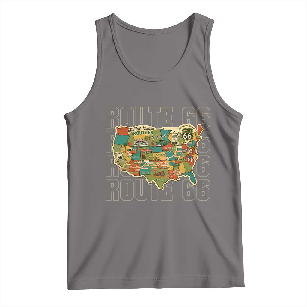 Highway 66 Travel Map 100th Anniversary 1926-2026 Tank Top Vintage Americana Centennial Road Trip Souvenir