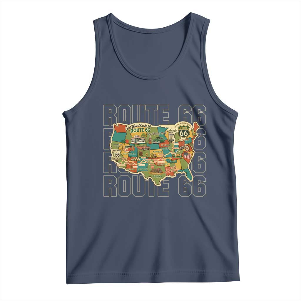 Highway 66 Travel Map 100th Anniversary 1926-2026 Tank Top Vintage Americana Centennial Road Trip Souvenir